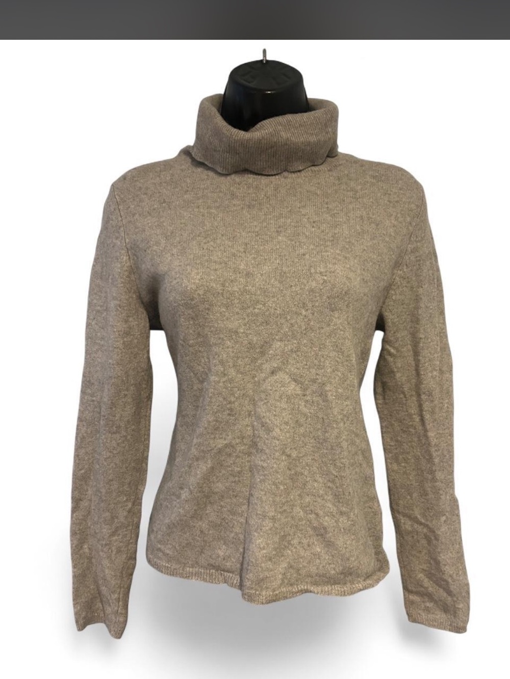 Sutton Cashmere Lightweight Taupe Turtleneck Sweater